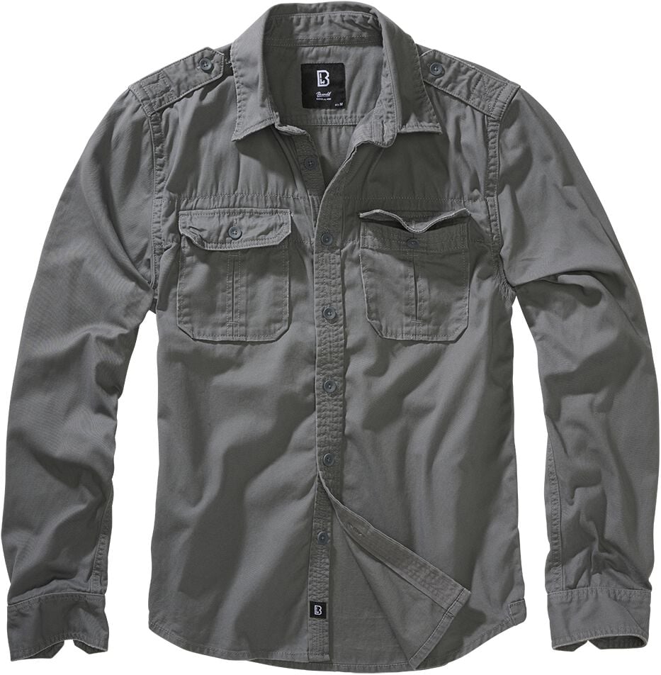 Brandit Langarmhemd - Vintage Shirt Longsleeve - S bis 5XL - für Männer - Größe M - charcoal von Brandit