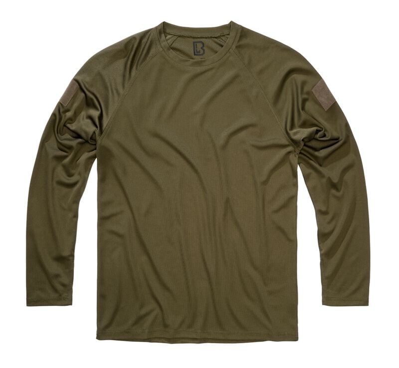 Brandit Langarmshirt - Quick Dry Shirt Longsleeve - S bis 5XL - für Männer - Größe L - oliv von Brandit