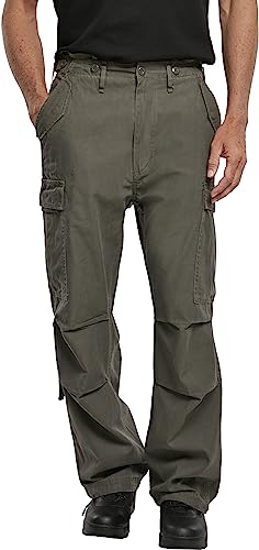 Brandit M-65 Cargohose für Herren, Vintage-Hose mit angenähten Beintaschenriemen, lockere Passform und 100 % Baumwolle, X-Groß von Brandit