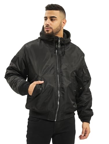 Brandit MA1 Sweathood Bomberjacke, schwarz mit schwarzer Kapuze, Größe 4XL von Brandit