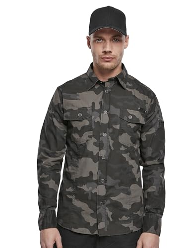 Brandit Slim Fit Shirt Long Sleeve, Farbe: darkcamo, Größe: 3XL von Brandit