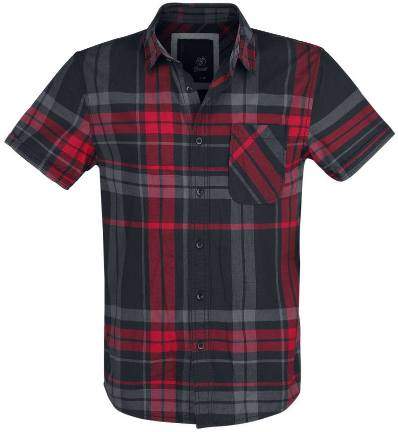 Brandit Mike Checkshirt Kurzarmhemd schwarz anthrazit rot in XL von Brandit