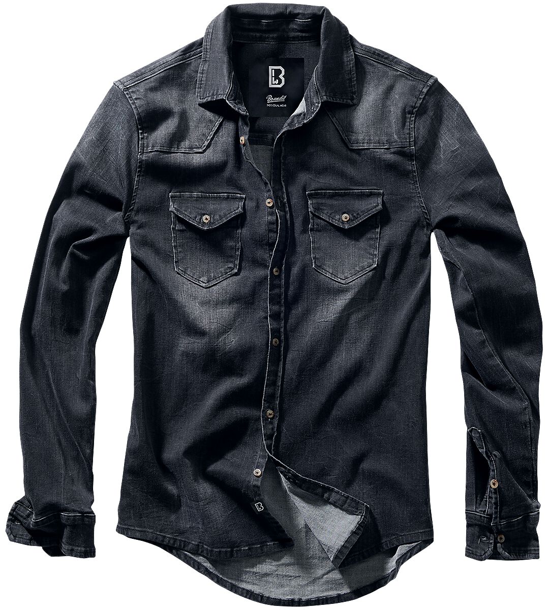 Brandit Riley Denimshirt Jeanshemd schwarz in L von Brandit