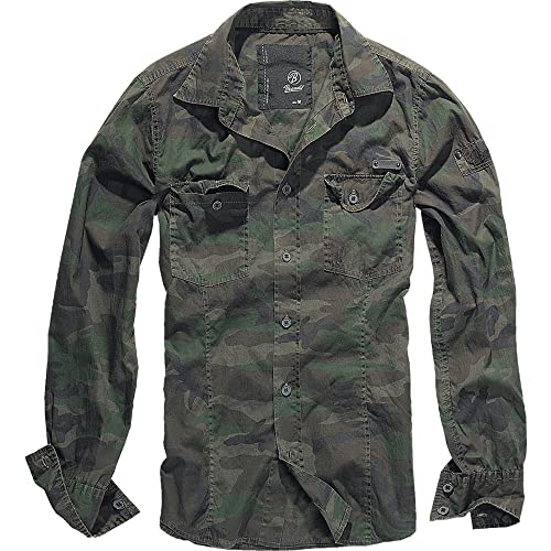 US RANGERHEMD Ripstop Kurzarm Army Hemd BW FELDHEMD DIENSTHEMD Freizeit Shirt, Größe:3XL, Farbe:Woodland von Brandit