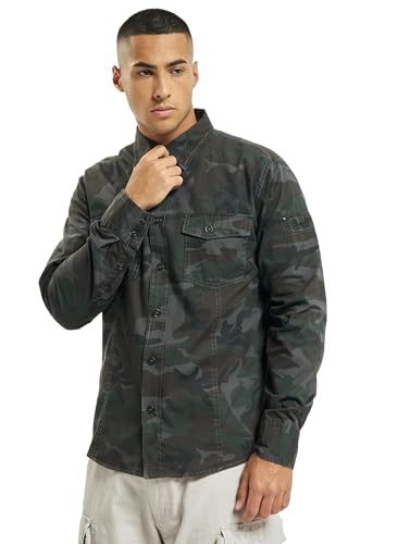 Brandit Slim Fit Shirt Long Sleeve, Farbe: Woodland, Größe: S von Brandit