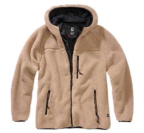 Brandit TEDDYFLEECE JACKE MIT KAPUZE DAMEN WINTERJACKE JAGD OUTDOOR FLEECEJACKE, Größe:L, Farbe:Coyote von Brandit