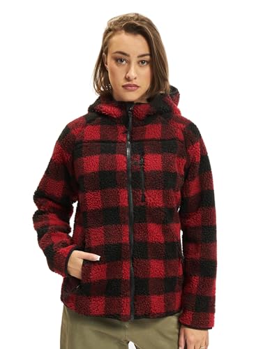 Brandit TEDDYFLEECE JACKE MIT KAPUZE DAMEN WINTERJACKE JAGD OUTDOOR FLEECEJACKE, Größe:L, Farbe:Rot-Schwarz von Brandit