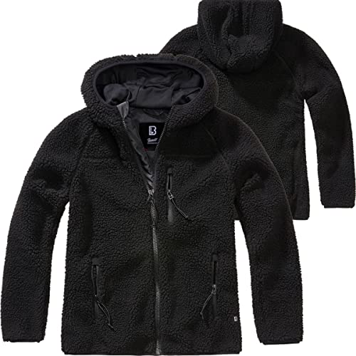 Brandit TEDDYFLEECE JACKE MIT KAPUZE DAMEN WINTERJACKE JAGD OUTDOOR FLEECEJACKE, Größe:L, Farbe:Schwarz von Brandit