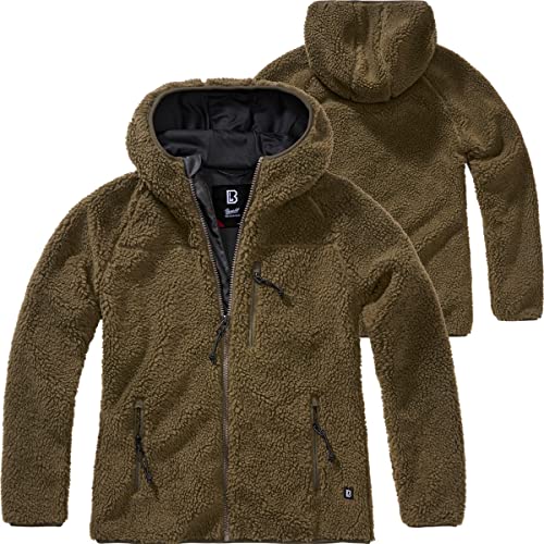 Brandit TEDDYFLEECE JACKE MIT KAPUZE DAMEN WINTERJACKE JAGD OUTDOOR FLEECEJACKE, Größe:M, Farbe:Oliv von Brandit