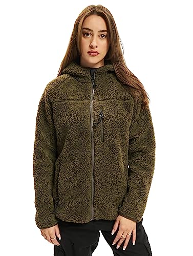 Brandit TEDDYFLEECE JACKE MIT KAPUZE DAMEN WINTERJACKE JAGD OUTDOOR FLEECEJACKE, Größe:M, Farbe:Oliv von Brandit