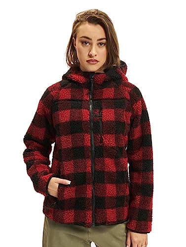 Brandit TEDDYFLEECE JACKE MIT KAPUZE DAMEN WINTERJACKE JAGD OUTDOOR FLEECEJACKE, Größe:M, Farbe:Rot-Schwarz von Brandit