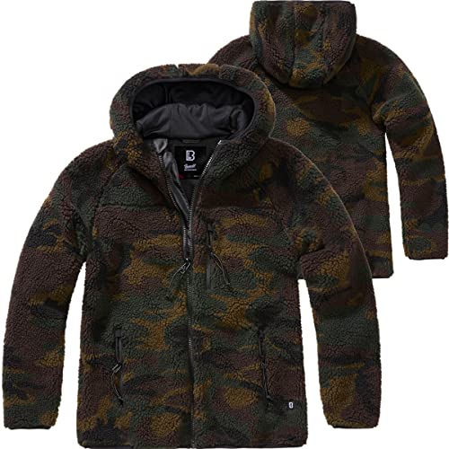 Brandit TEDDYFLEECE JACKE MIT KAPUZE DAMEN WINTERJACKE JAGD OUTDOOR FLEECEJACKE, Größe:M, Farbe:Woodland von Brandit