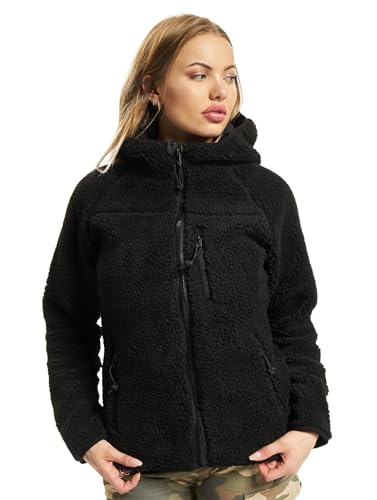 Brandit TEDDYFLEECE JACKE MIT KAPUZE DAMEN WINTERJACKE JAGD OUTDOOR FLEECEJACKE, Größe:S, Farbe:Schwarz von Brandit