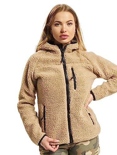 Brandit TEDDYFLEECE JACKE MIT KAPUZE DAMEN WINTERJACKE JAGD OUTDOOR FLEECEJACKE, Größe:XS, Farbe:Coyote von Brandit