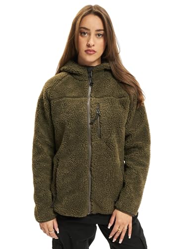 Brandit TEDDYFLEECE JACKE MIT KAPUZE DAMEN WINTERJACKE JAGD OUTDOOR FLEECEJACKE, Größe:XS, Farbe:Oliv von Brandit