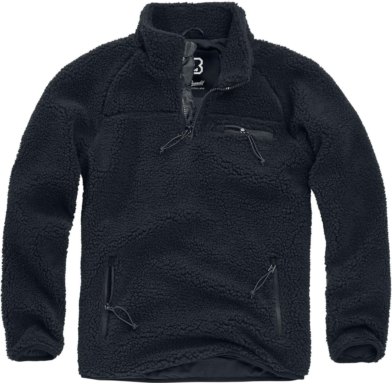 Brandit Teddy Fleece Troyer Sweatshirt schwarz in 5XL von Brandit