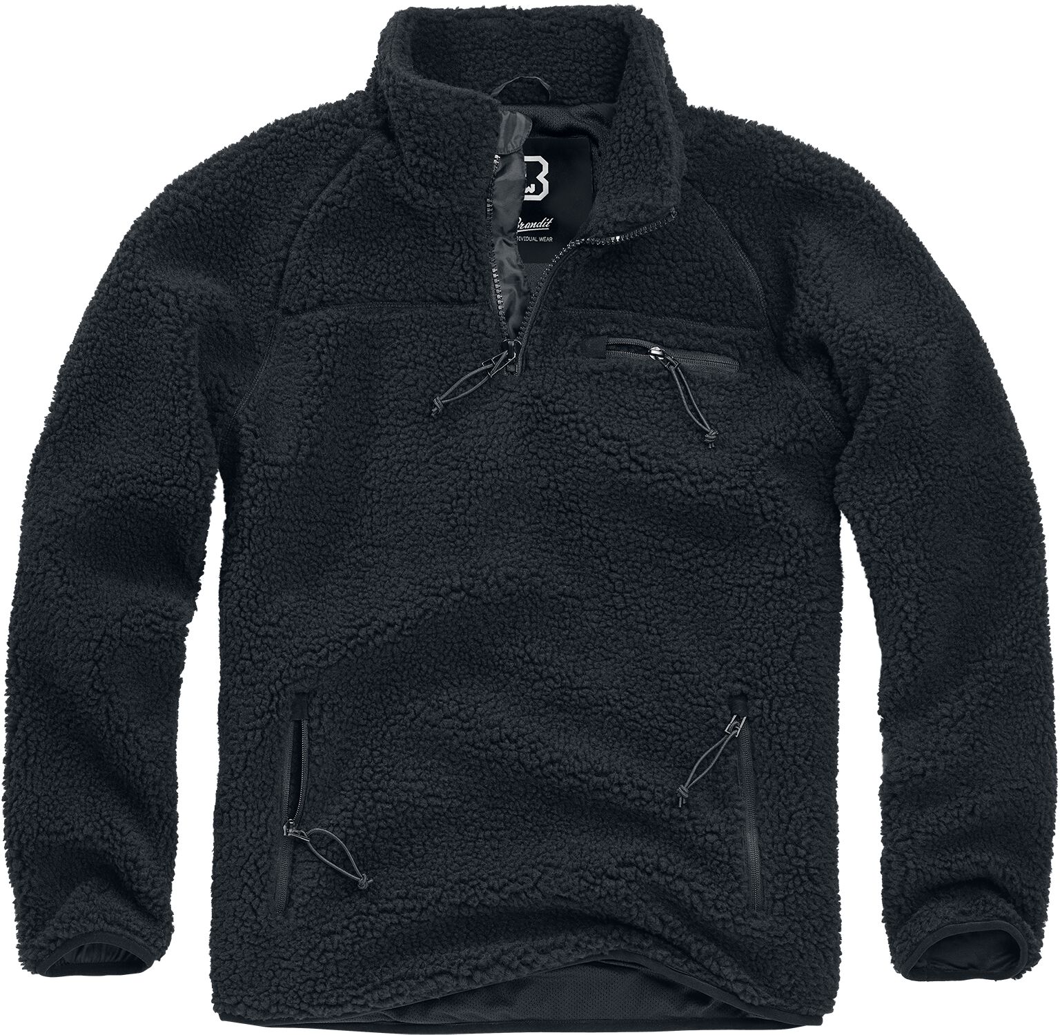 Brandit Teddy Fleece Troyer Sweatshirt schwarz in XXL von Brandit