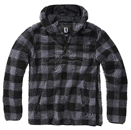 Brandit Teddyfleece Worker Pullover, Farbe: Black/Grey, Größe: 4XL von Brandit