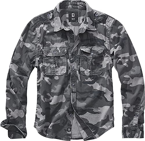 Brandit Vintage Shirt Long Sleeve, Farbe: Grey camo, Größe: 5XL Brandit Vintage Shirt Long Sleeve, Farbe: Grey camo, Größe: 5XL von Brandit