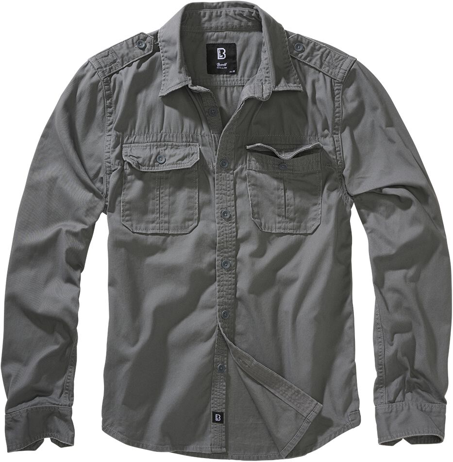 Brandit Vintage Shirt Longsleeve Langarmhemd charcoal in XXL von Brandit