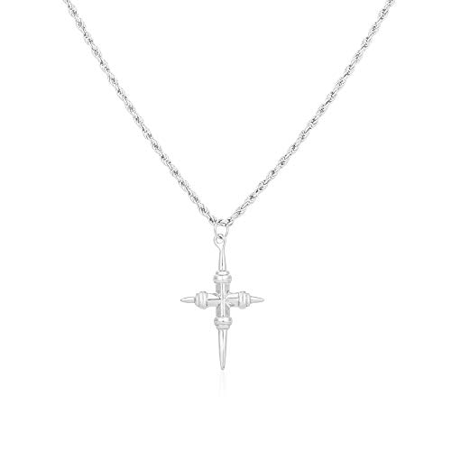 Brandlinger ® Halskette aus 925 Sterling Silber vergoldet (18K) mit Kreuz Anhänger und gedrehter Kordelkette (Silber) von Brandlinger