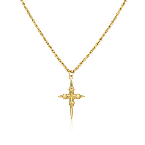 Brandlinger ® Halskette aus 925 Sterling Silber vergoldet (18K) mit Kreuz Anhänger und gedrehter Kordelkette (Gold) von Brandlinger