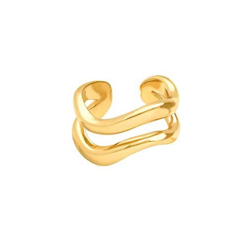 Brandlinger ® Ear Cuff Silber 925 (1 Stück). Ohrklemme geschwungen. Schmuck Damen vergoldet mit 18 Karat (Silber und Gold) für Frauen und Mädchen. Durchmesser Ear Cuff 12mm. von Brandlinger