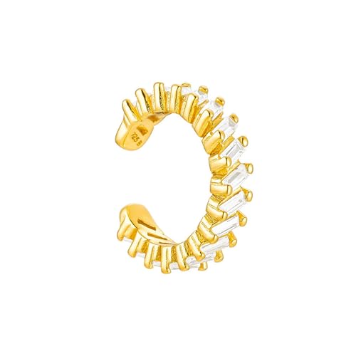 Brandlinger ® Ear Cuff Silber 925 (1 Stück). Ohrklemme mit Stein Zirkonia weiß. Schmuck Damen vergoldet mit 18 Karat (Silber und Gold) für Frauen und Mädchen. Äußerer Durchmesser 13mm von Brandlinger