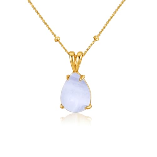 Brandlinger Halskette Damen Silber 925. Kette mit Anhänger Edelstein Chalcedon Tropfen lila oder grün von Brandlinger