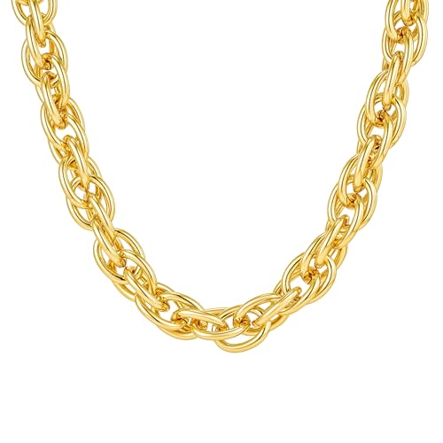 Brandlinger ® Kette Damen. Halskette Damen breit chunky Statement. Schmuck Damen vergoldet mit 18 Karat (Silber und Gold) für Frauen und Mädchen. Länge der Kette 40-45cm. von Brandlinger