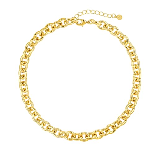 Brandlinger ® Kette Damen. Halskette Damen breit chunky Statement. Schmuck Damen vergoldet mit 18 Karat (Silber und Gold) für Frauen und Mädchen. Länge der Kette 40-45cm. von Brandlinger