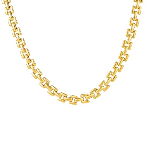 Brandlinger ® Kette Damen. Halskette Damen breit chunky Statement. Schmuck Damen vergoldet mit 18 Karat (Silber und Gold) für Frauen und Mädchen. Länge der Kette 40-45cm. von Brandlinger