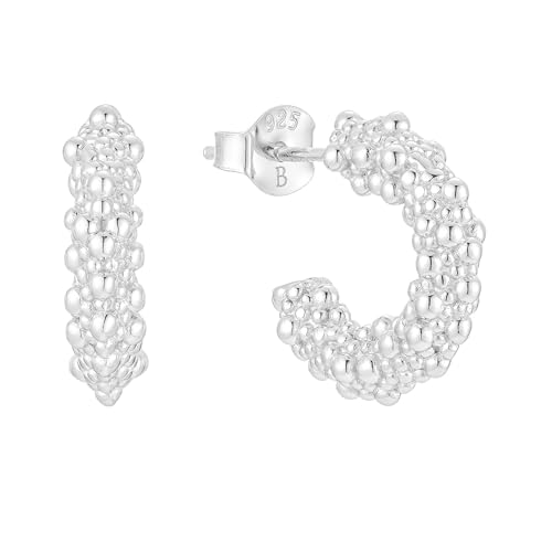 Brandlinger ® Ohrringe Silber 925. Statement Creolen mit kleinen Kugeln. Schmuck Damen vergoldet mit 18 Karat Gold für Frauen und Mädchen. Äußerer Durchmesser 16mm. von Brandlinger