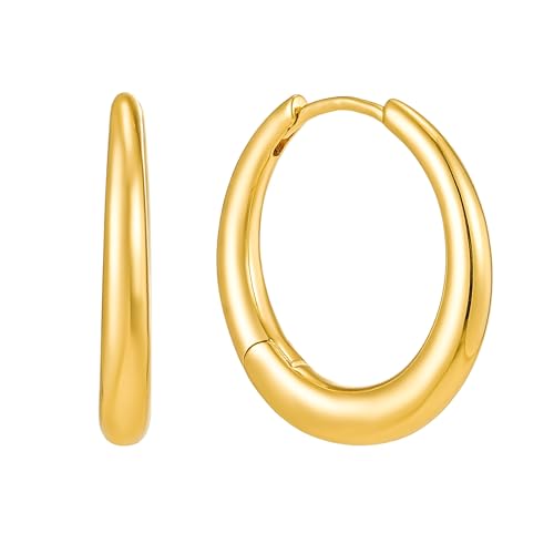 Brandlinger ® Ohrringe gold, chunky hoops. Creolen gold. Schmuck Damen vergoldet mit 18 Karat (Silber und Gold) für Frauen und Mädchen. Äußerer Durchmesser 25mm. von Brandlinger