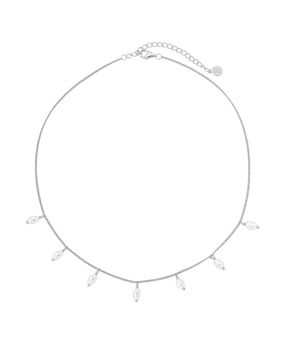 Brandlinger ® Perlenkette Damen Silber 925. Kette mit Süßwasserperlen, vergoldet mit 18 Karat (Silber und Gold), Schmuck für Frauen und Mädchen. Kettenlänge verstellbar 35-40cm (sehr eng anliegend). von Brandlinger