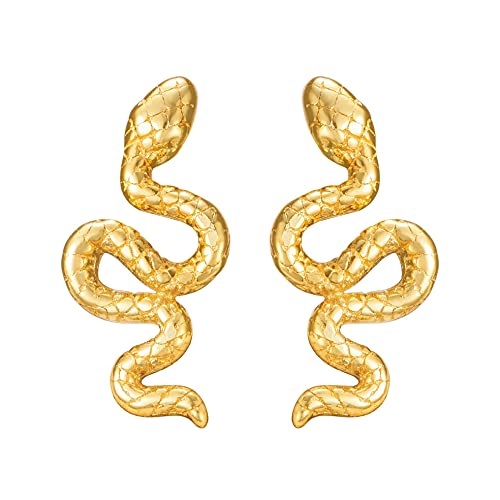 Brandlinger ® Schlangen Ohrringe Silber 925. Schmuck Damen vergoldet mit 18 Karat (Silber und Gold) für Frauen und Mädchen. Größe der Ohrstecker 12mm. (Gold) von Brandlinger