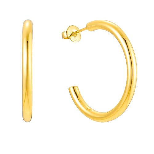 Brandlinger ® Statement Ohrringe. Chunky Creolen gold. Schmuck Damen vergoldet mit 18 Karat (Silber und Gold) für Frauen und Mädchen. von Brandlinger