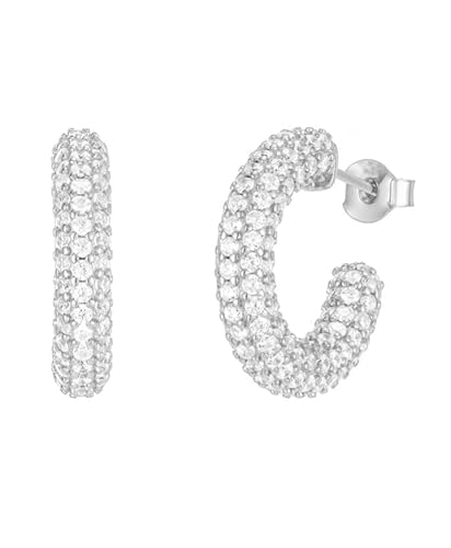 Brandlinger ® Statement Ohrringe. Chunky Creolen mit weißen Zirkonia. Schmuck Damen vergoldet mit 18 Karat (Silber und Gold) für Frauen und Mädchen. Durchmesser der Creolen 20mm. von Brandlinger