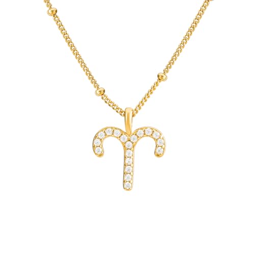 Brandlinger ® Sternzeichen Halskette Damen Silber 925. Sternzeichen Kette. Kette Damen vergoldet mit 18 Karat Gold, Schmuck für Frauen und Mädchen. Kettenlänge verstellbar 45-50cm. von Brandlinger