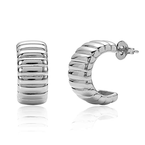 Brandlinger Statement Ohrringe Chunky Hoops groß und breit. Schmuck Damen vergoldet mit 18 Karat (Silber und Gold) für Frauen und Mädchen. Durchmesser der Creolen 18,5mm. von Brandlinger