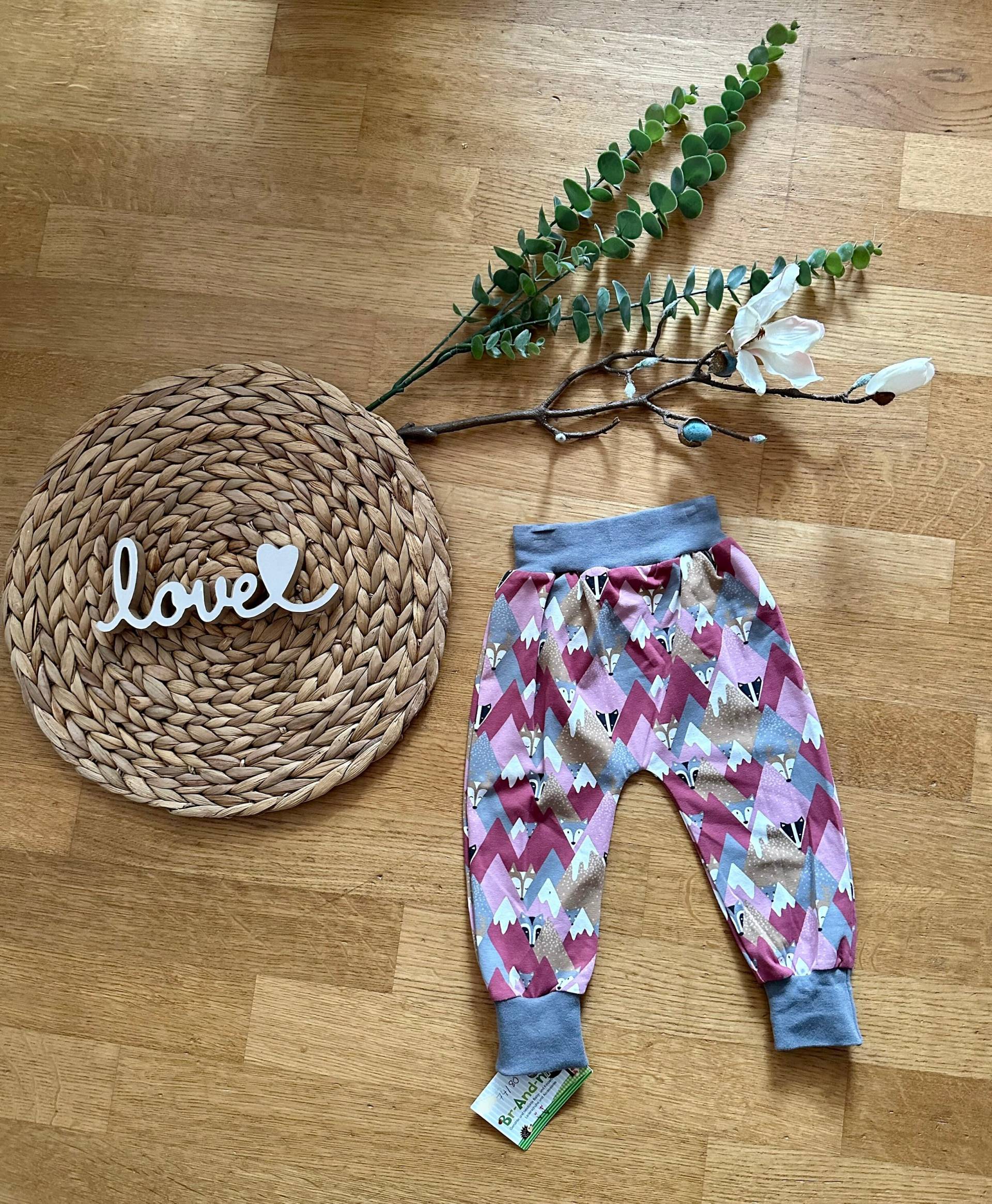 Pumphose Lang Mitwachshose "Geo Füchse" 74/80 von BrandmadeRegensburg