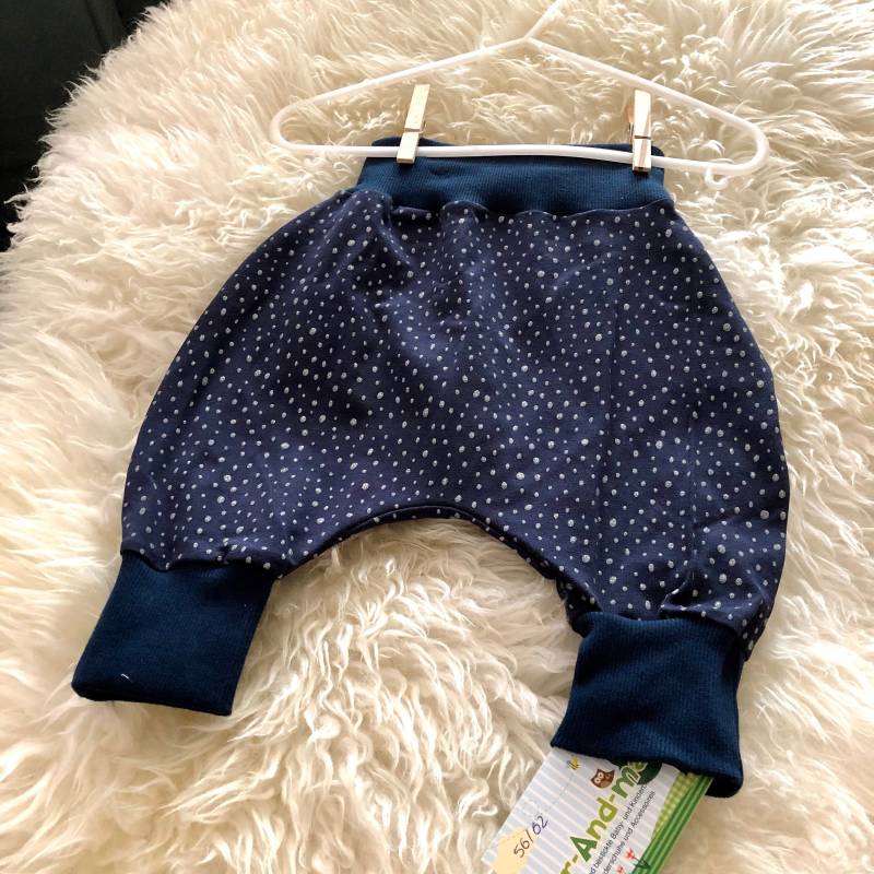 Pumphose Lang Mitwachshose "Glitzerpunkte Blau" 56/62 von BrandmadeRegensburg
