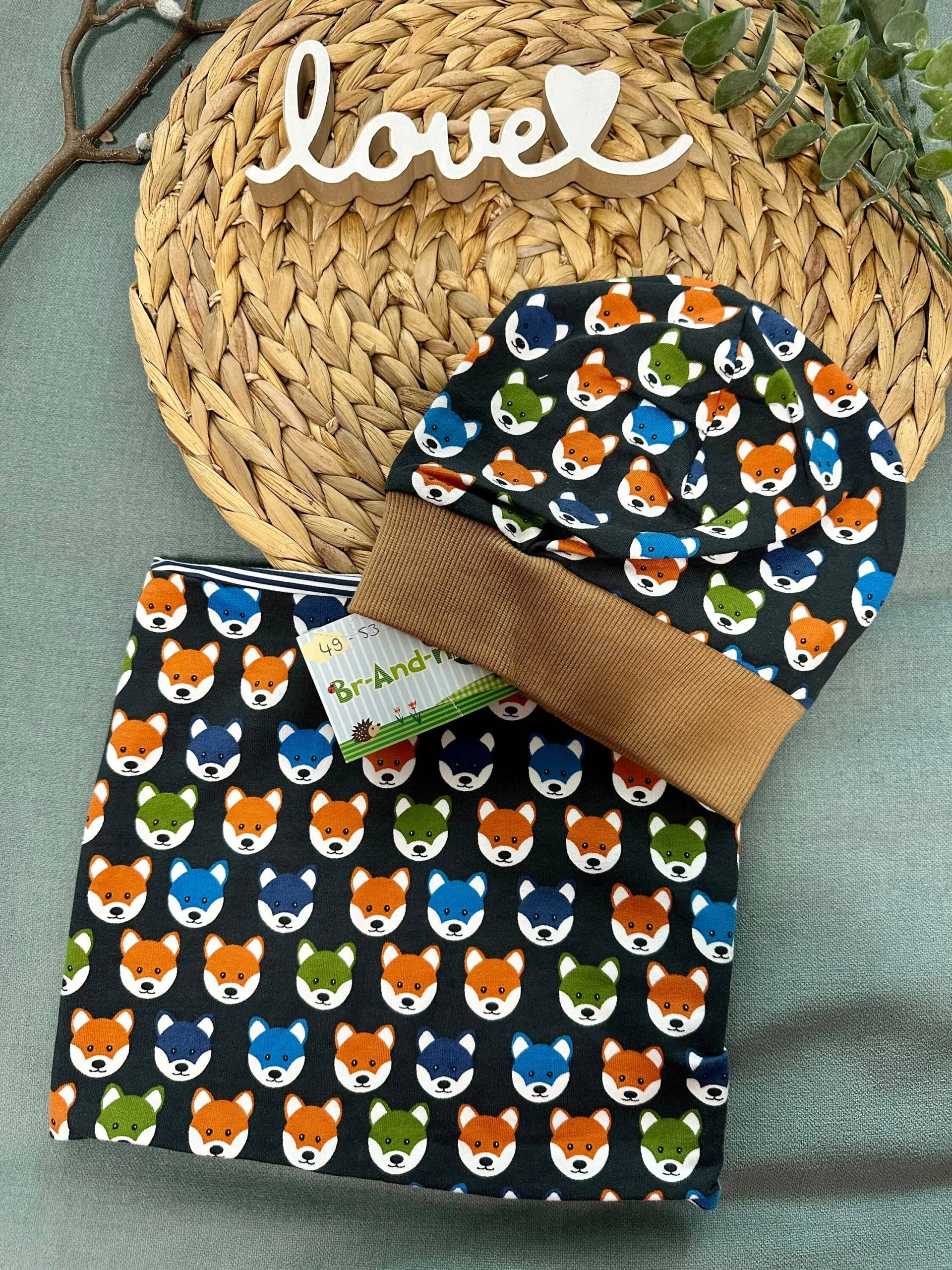 Set Beanie Und Loop „Füchse" Ku 49-53 von BrandmadeRegensburg