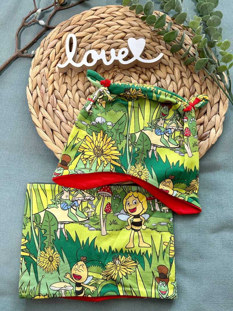 Set Knotenmütze Und Loop „Biene Maja" Ku 48/50 von BrandmadeRegensburg