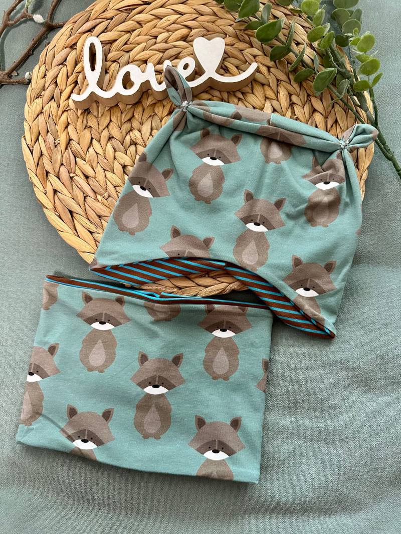 Set Knotenmütze Und Loop „Waschbär" Ku 49-54 von BrandmadeRegensburg