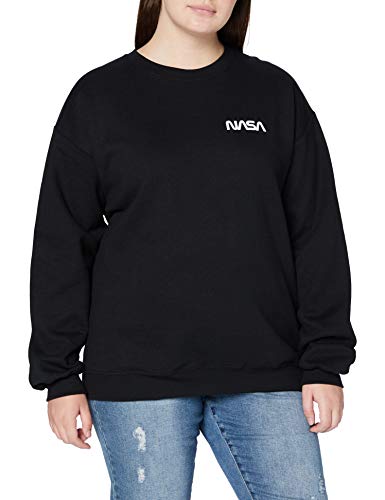 Brands In Limited Damen NASA Modern Logo Pocket T-Shirt, Schwarz (Black BLK), 8 (Herstellergröße: S) von Brands In Limited