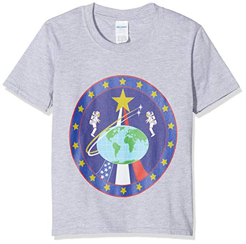 Brands In Limited Mädchen NASA Globe Astronauts T-Shirt, Grau (Sports Grey SpGry), 7-8 Jahre (Herstellergröße: 7-8Y) von Brands In Limited