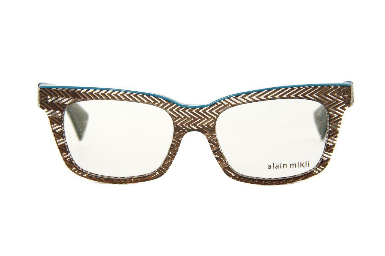 Alain Mikli Sonnenbrille A03021 3089 Braun Zig Zag Acetat Rahmen von BrandsMarketStore