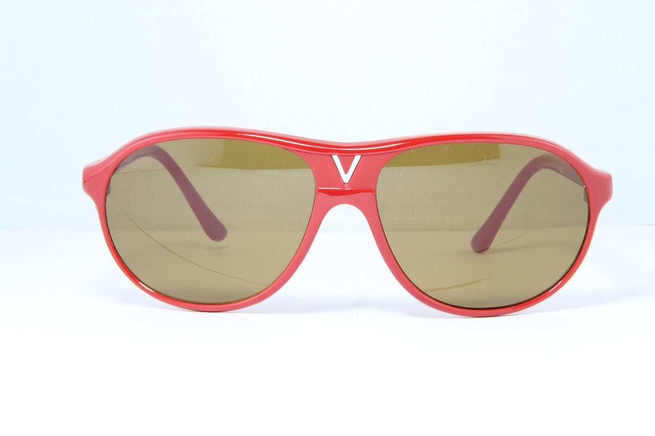 Vintage 1980Er Vuarnet 085 Rote Sonnenbrille Px2000 Braune Minerallinse von BrandsMarketStore