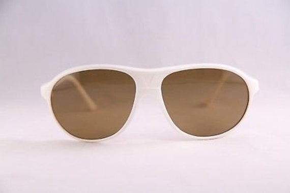Vintage 1980Er Vuarnet 085 Weiß Aviator Sonnenbrille Px2000 Braune Minerallinse von BrandsMarketStore